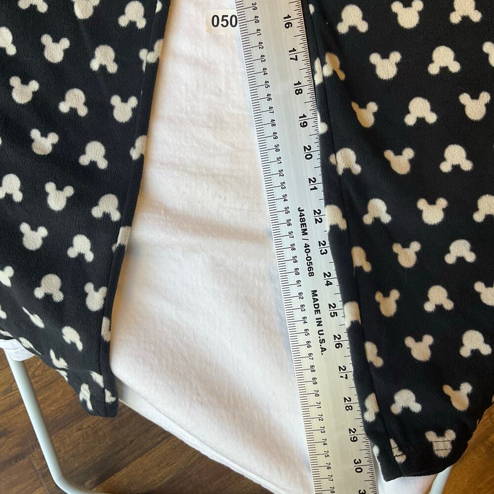 Disney Women Fleece Pants size L Black with White MickeyMouse Logo Elastic Waist - Picture 4 of 9